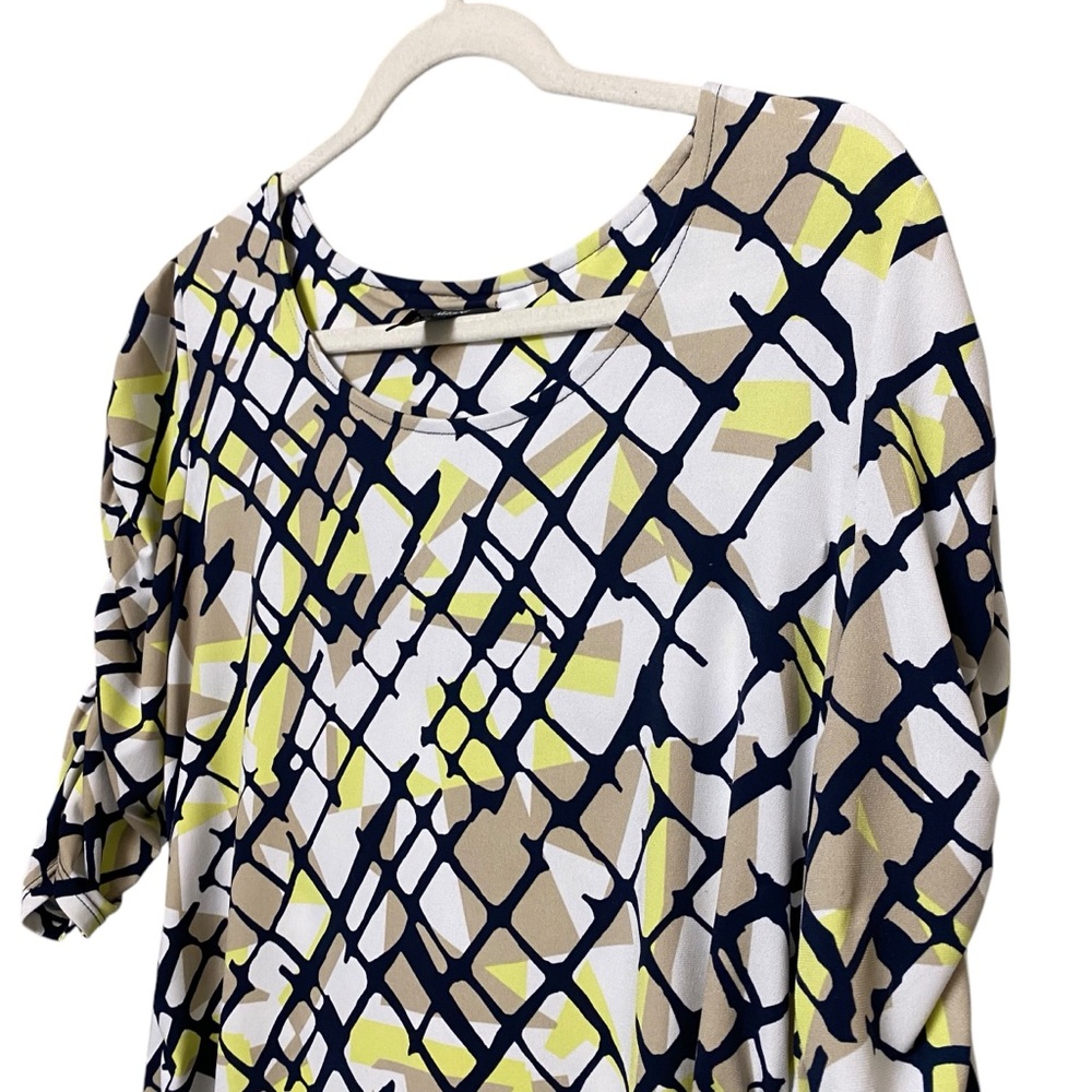Alfani abstract wearable art funky Print blouse ruched blouse top stretch size L - Picture 9 of 13